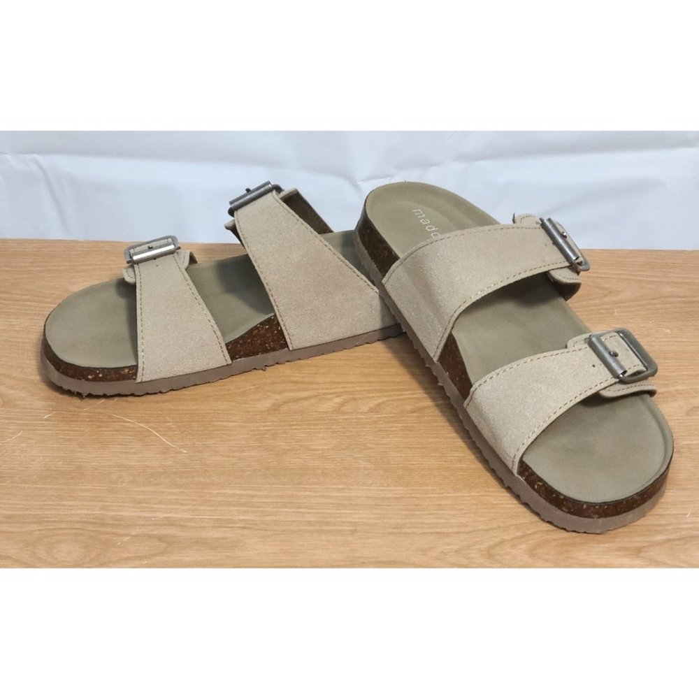 Madden Girl Brando Footbed Sandals Taupe Suede Size 6